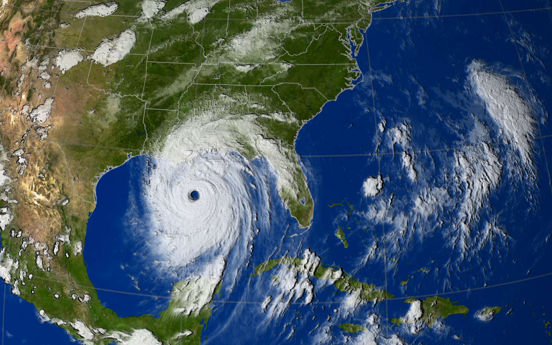 L'ouragan Katrina, en catégorie 5, avait fait des dégâts majeurs en Louisiane, mais la probabilité qu'un phénomène encore plus fort touche les États-Unis existe de plus en plus. © Nasa